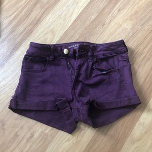 American Eagle maroon high rise shorts